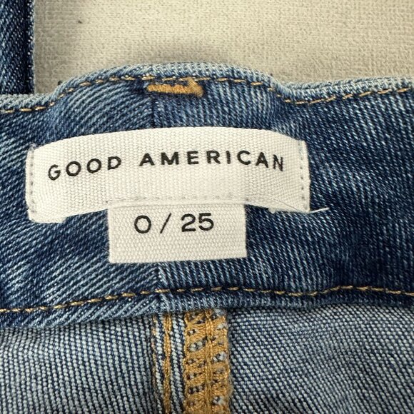 Good American Womens Good Waist Crop Skinny High Rise Ripped Jeans Size 25 Blue - Picture 4 of 9